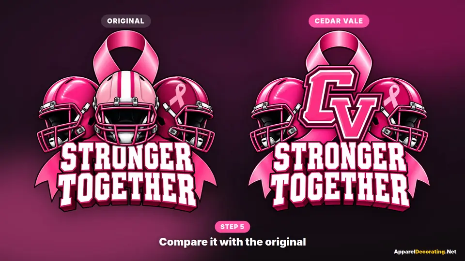Pink Stronger Together football artwork shown at the start of the editor walkthrough