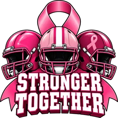 Stronger Together pink football DTF transfer design