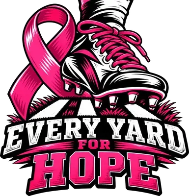 Every Yard for Hope pink football DTF transfer design