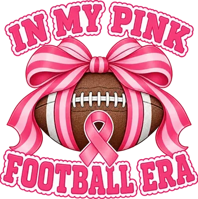 In My Pink Football Era pink football DTF transfer design