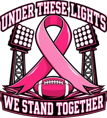 Under These Lights pink football DTF transfer design
