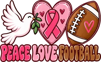 Peace Love Football pink football DTF transfer design