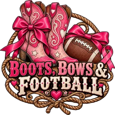Boots Bows Football pink football DTF transfer design