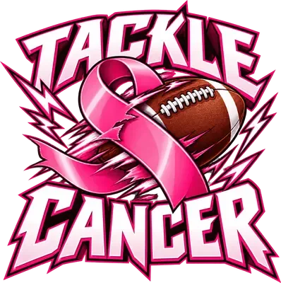 Tackle Cancer pink football DTF transfer design